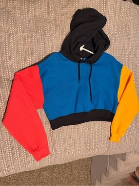 Colorblock Cropped Hoodie